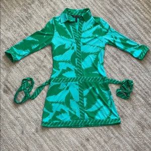 BCBGMaxAzria Mini Long Sleeve Dress Green/Blue XS